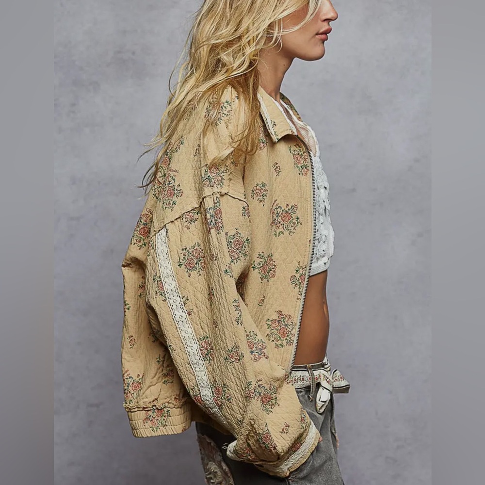 New Fall POL: Floral Beige Jacket with Lace Detail